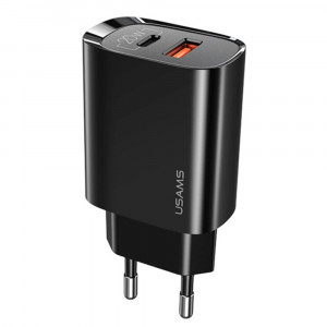 Incarcator Priza 1xUSB-C, PD20W, 1xUSB-A, QC3.0 - USAMS T35 (US-CC121) - Black - Img 1