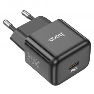 Incarcator Priza Type-C PD30W + cablu Lightning - Hoco Glory (N32) - Black - Img 4