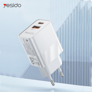 Incarcator Priza USB, Type-C, PD20W, QC3.0, 3A - Yesido (YC32) - White - Img 3