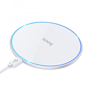 Incarcator Wireless Fast Charging 15W - Hoco Pro Easy (CW6) - White - Img 1