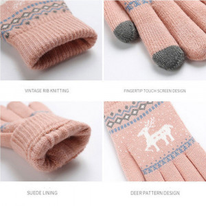 Manusi Touchscreen - Techsuit Raindeer Woolen (ST0002) - Pink - Img 4