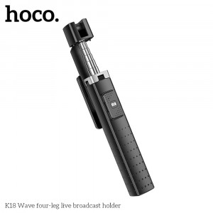 Selfie Stick Wireless Bluetooth 4.0 cu Telecomana si Trepied - Hoco (K18) - Black - Img 4