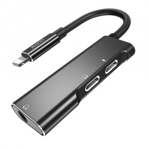 Adaptor Audio DAC Lightning la 2x Lightning, Jack - Yesido (YAU-13) - Black - Img 1