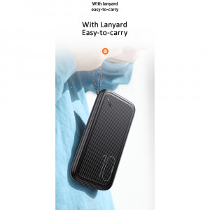Baterie Externa 10000mAh, 2xUSB, USB-C, Micro-USB - USAMS Lanyard (US-CD150) - Black - Img 4