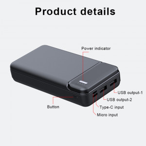 Baterie Externa 20000mAh - Baseus Led Marks for Power State (PB-N2) - Black - Img 3