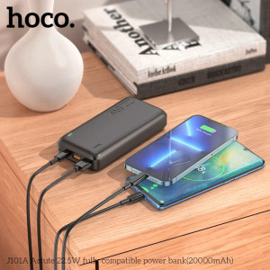 Baterie Externa 22.5W, 20000mAh, 2 x USB, Type-C - Hoco Astute (J101A) - Black - Img 4