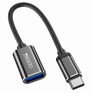 Cablu Adaptor Type-C la USB 2.0, OTG - Yesido (GS01) - Black - Img 1