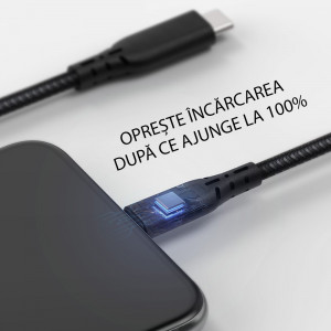 Cablu de Date Type-C la Lighting 1.2m, Fast Charge - Ringke Premium MFI - Black - Img 2
