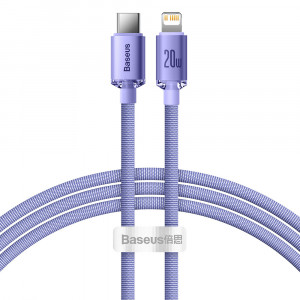 Cablu de Date Type-C la Lightning 20W, 2m - Baseus Crystal Shine (CAJY000305) - Purple - Img 1