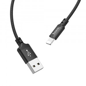 Cablu de Date USB-A la Lightning 2.4A, 1m - Hoco Times Speed (X14) - Black - Img 2