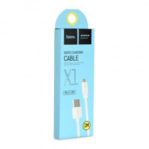 Cablu de Date USB-A la Micro-USB 10.5W, 2.1A, 1m - Hoco Rapid (X1) - White - Img 3