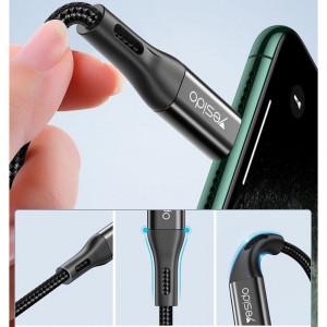 Cablu de Date USB la Lightning 3A, 1.2m - Yesido (CM10) - Black - Img 3