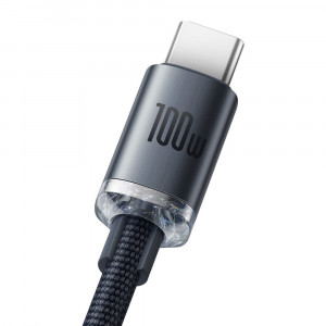 Cablu de Date USB la Type-C 100W, 2m - Baseus Crystal Shine (CAJY000501) - Black - Img 3