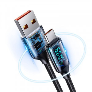 Cablu de Date USB la Type-C 66W, Digital Display, Fast Charge, 1.2m - USAMS U78 (US-SJ544) - Black - Img 2