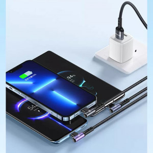 Cablu de Date USB la Type-C, Lightning, Micro-USB 66W - USAMS U80 (US-SJ561) - Black - Img 4