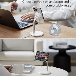 ESR - Wireless Charger HaloLock Shift - Stand with Removable Magnetic Pad, MagSafe Compatible - White - Img 3
