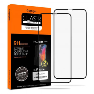 Folie protectie telefon iPhone X / XS / 11 Pro (set 2) - Spigen Glas.TR Slim - Black - Img 1