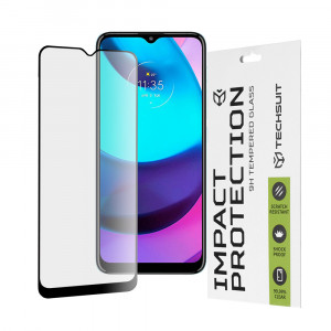 Folie protectie telefon Motorola Moto E20 - Techsuit 111D Full Cover / Full Glue Glass - Black - Img 1
