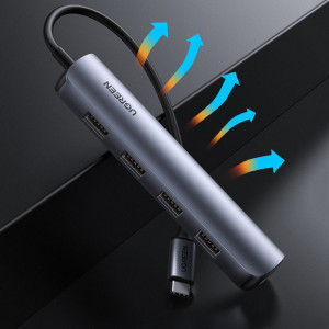 Hub Type-C la 4xUSB 3.0, HDMI 4k@30Hz, 5Gbps - Ugreen (20197) - Gray - Img 4
