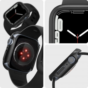 Husa pentru Apple Watch 7 / 8 (45mm) - Spigen Thin Fit - Black - Img 4