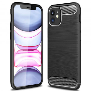 Husa telefon iPhone 12 / 12 Pro - Techsuit Carbon Silicone - Black - Img 1