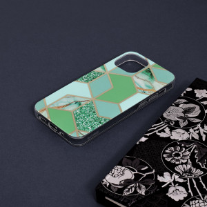 Husa telefon iPhone 13 mini - Techsuit Marble Series - Green Hex - Img 4