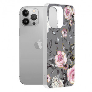 Husa telefon iPhone 13 Pro - Techsuit Marble Series - Bloom of Ruth Gray - Img 1