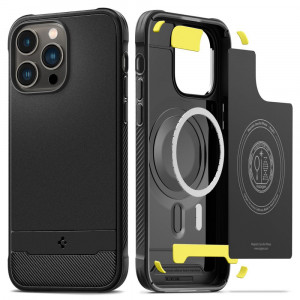 Husa telefon iPhone 14 Pro - Spigen Rugged Armor MagSafe - Black - Img 1