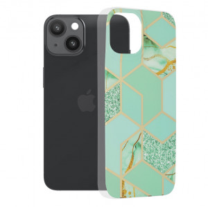 Husa telefon iPhone 14 - Techsuit Marble Series - Green Hex - Img 1