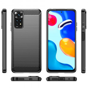 Husa telefon Xiaomi Redmi Note 11 / Note 11S - Techsuit Carbon Silicone - Black - Img 2