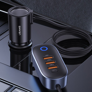 Incarcator Auto 3XUSB, Type-C 156W - USAMS (US-CC161) - Black - Img 2
