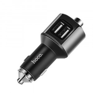 Incarcator Auto cu Modulator FM - 2xUSB-A, 12W, 2.4A - Hoco (E19) - Grey - Img 2