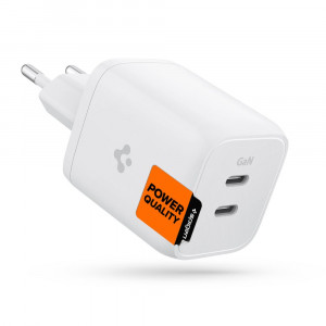Incarcator Priza 2xType-C, Super Fast Charging, PD65W - Spigen Power Arc (PE2106EU) - White - Img 1