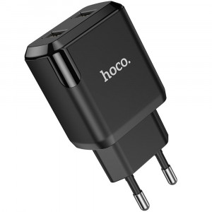 Incarcator Priza 2xUSB-A, 10W, 2.1A - Hoco Speedy (N7) - Black - Img 1