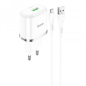 Incarcator Priza USB-A, 18W, 3A + Cablu Micro-USB 1m - Hoco Special (N3) - White - Img 2