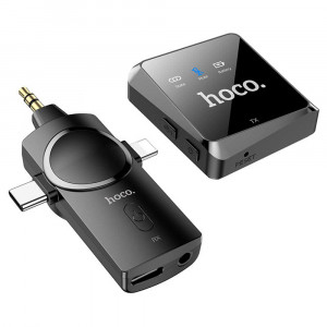 Lavaliera Wireless cu Receiver 3in1 - Hoco (S31) - Black - Img 1