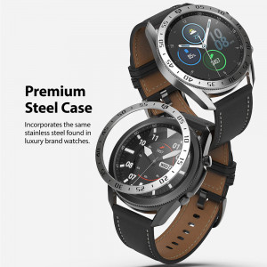 Rama pentru Samsung Galaxy Watch 3 45mm - Ringke Bezel Styling - Stainless Silver / Black - Img 2