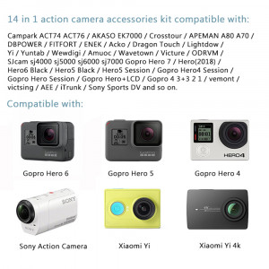Set Accesorii GoPro 14in1 - Techsuit Action Camera (CAL29) - Black - Img 4