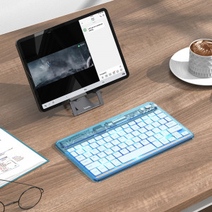 Tastatura Wireless Bluetooth, 500mAh - Hoco Transparent Discovery Edition (S55) - Space White - Img 2