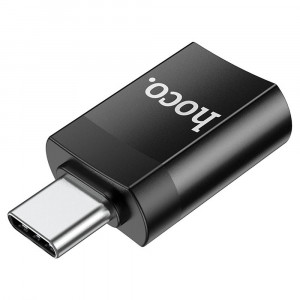Adaptor OTG Type-C la USB-A 2A - Hoco (UA17) - Black - Img 2