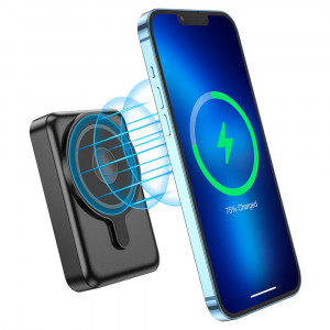Baterie Externa pentru Telefon, iWatch si Casti, cu Incarcare Wireless - Hoco Expressar (Q11) - Black - Img 1