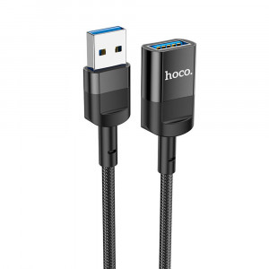 Cablu Adaptor USB la USB 3A, 5Gbps, 1.2m - Hoco (U107) - Black - Img 2