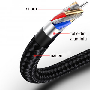 Cablu de Date Type-C la Lightning 18W, 2.4A, 1.2m - Yesido (CA56) - Black - Img 4