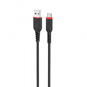 Cablu de Date USB-A la USB Type-C 12W, 2.4A, 1m - Hoco Victory (X59) - Black - Img 3