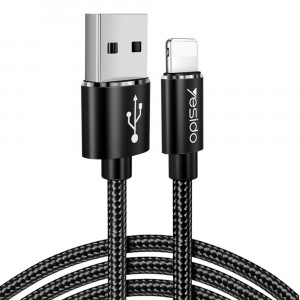 Cablu de Date USB la Lightning 2.4A, 1.2m - Yesido (CA-57) - Black - Img 1