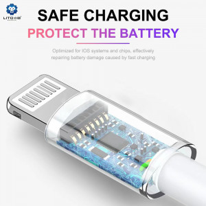 Cablu de Date USB la Lightning, 2.4A, 2m - Lito - White - Img 3