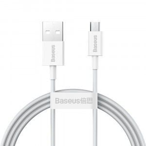 Cablu de Date USB la Micro-USB 2A, 1m - Baseus Superior Series (CAMYS-02) - White - Img 1