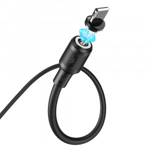 Cablu de Incarcare Magnetic USB-A la Lightning 12W, 2.4A, 1m - Hoco Sereno (X52) - Black - Img 2
