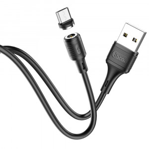 Cablu de Incarcare Magnetic USB-A la Micro-USB 12W, 2.4A, 1m - Hoco Sereno (X52) - Black - Img 3