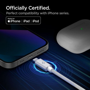Cablu de Incarcare Type-C la Lightning 2m - Spigen Arcwire (PB2200) - White - Img 3